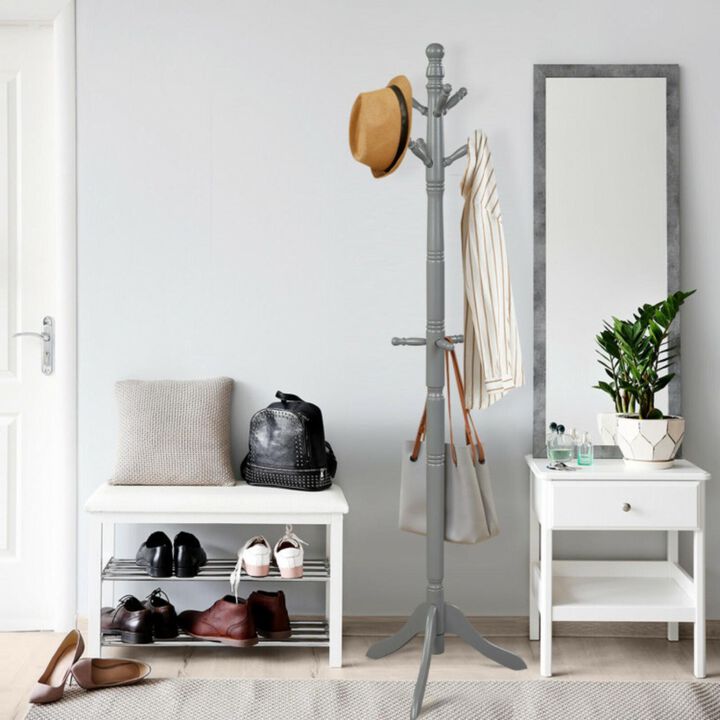 Hivvago Entryway Height Adjustable Coat Stand with 9 Hooks