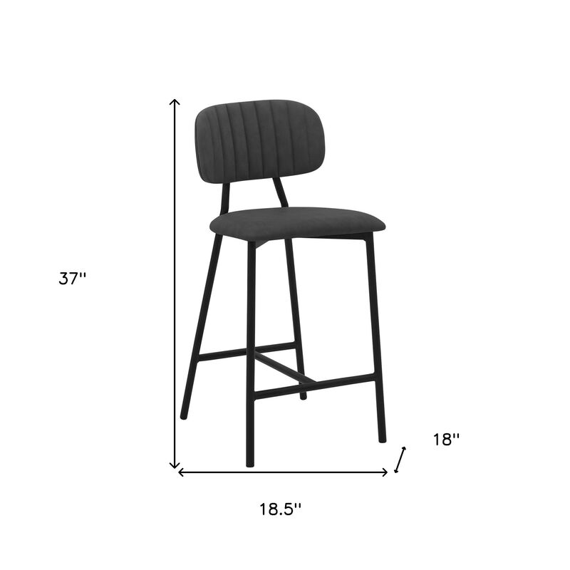 HomeRoots 26" Gray And Black Faux Leather And Iron Low Back Counter Height Bar Chair image number 4