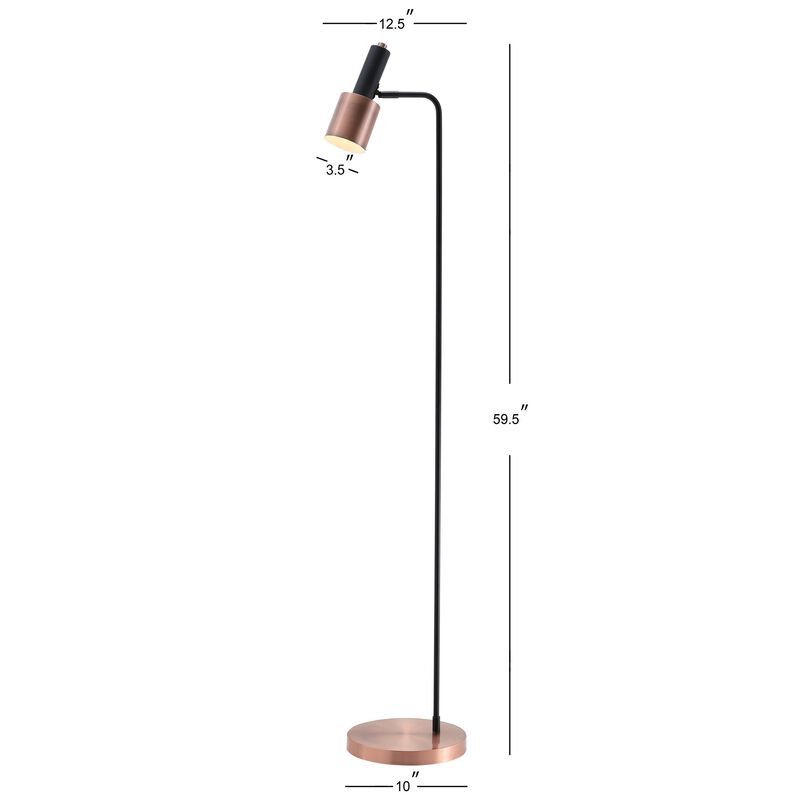 Brady 59.50" Metal LED Task Floor Lamp, Copper/Black