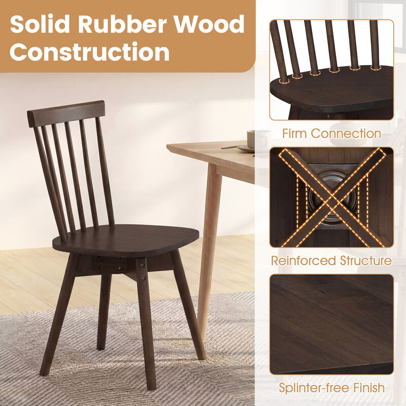 Set of 4 Swivel Dining Chairs with Rubberwood Frames for Kitchen image number 4