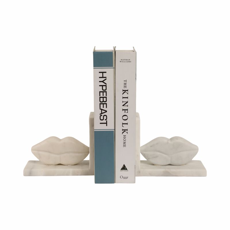 S/2 5" Lips Marble Bookends image number 1