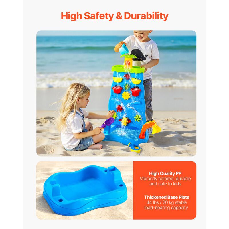Kids Sand and Water Table, Double-Sided Sensory Activity Table with Accessories image number 5