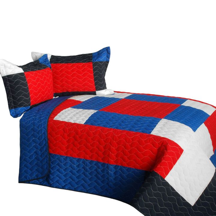 Eternal Passion Patchwork Geometric Quilt Set Soft Vermicelli Quilted Bedding