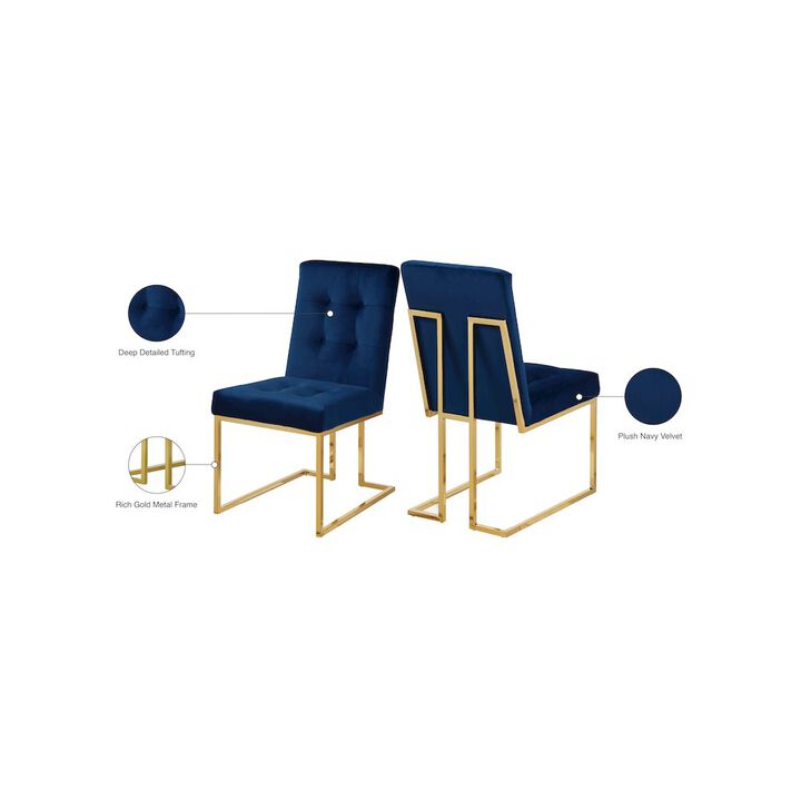 Meridian Furniture Pierre Navy Velvet Dining Chair, Set of 2