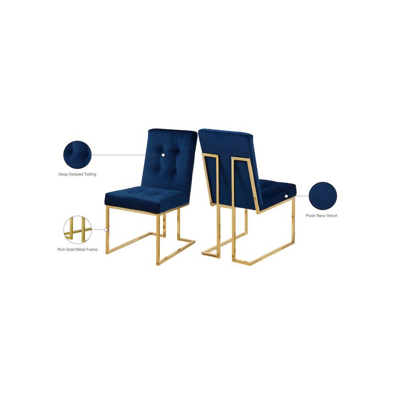 Meridian Furniture Pierre Navy Velvet Dining Chair, Set of 2