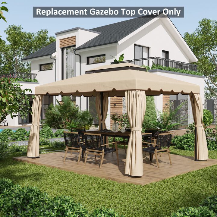 White Gazebo Cover: 12.8' x 9.5' Replacement Canopy with Double Vented Roof