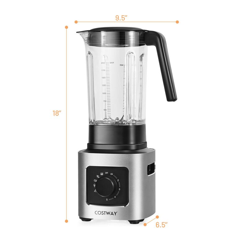 1500W 5-Speed Countertop Smoothie Blender with 5 Presets and 68oz Tritan Jar-Silver