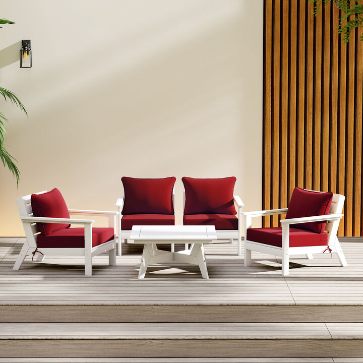 WestinTrends Outdoor 5-Piece Modular Sectional Patio Furniture Sofa Set