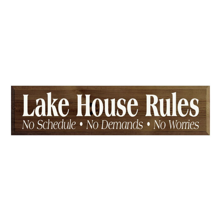 Lake House Rules Wooden Sign Rustic Cabin Cottage Wall Decor with Relaxing Quote