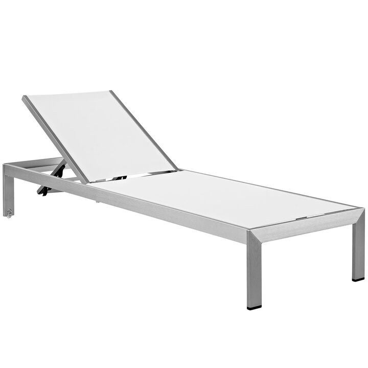 Silver White Shore Outdoor Patio Aluminum Chaise - Benzara