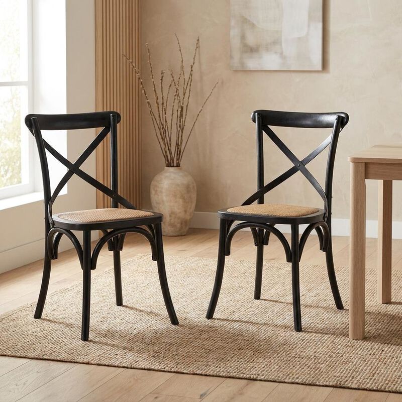 Wooden Dining Side Chairs for Kitchen and Dining Room, Natural, Set of 2 image number 7