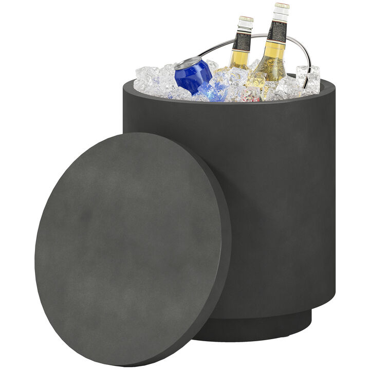 Hivvago 2.6 Gal Concrete Cooler Bar Table with Ice Bucket and Storage