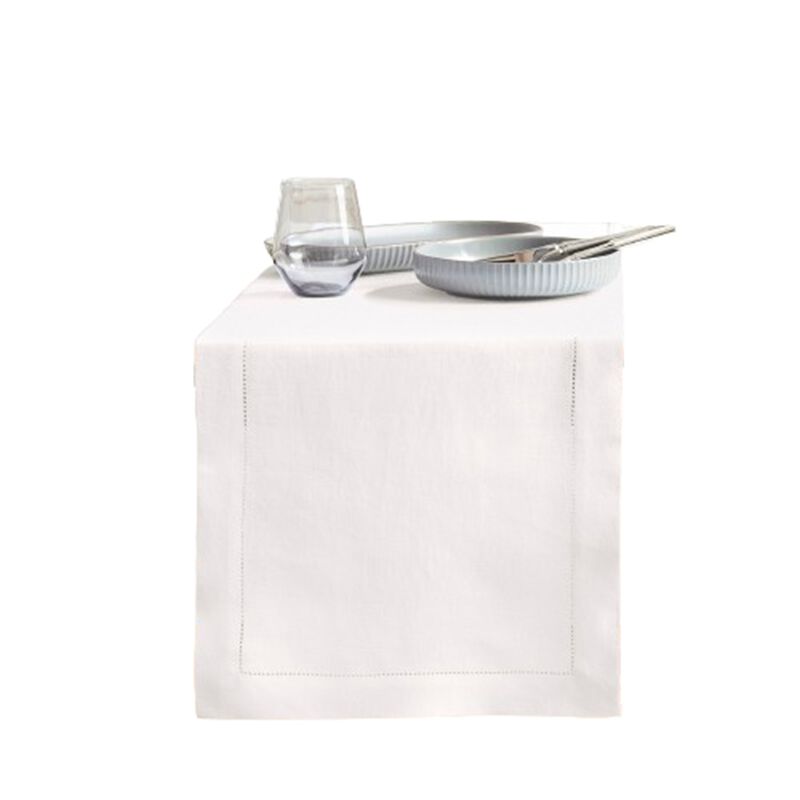 Solino Home 100% Pure Linen Table Runner - Sonoma Hemstitch