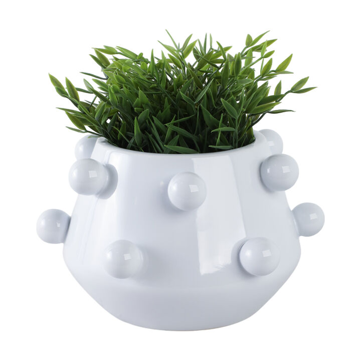 8" White Stone Bubble Planter