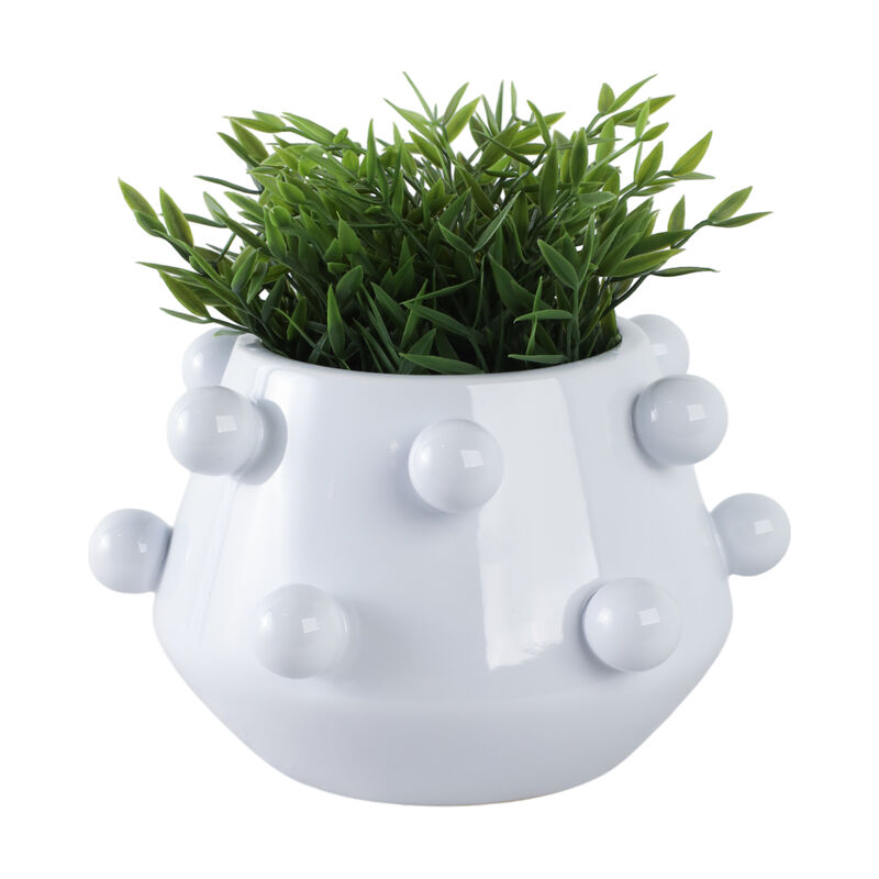 10" White Stone Bubble Planter