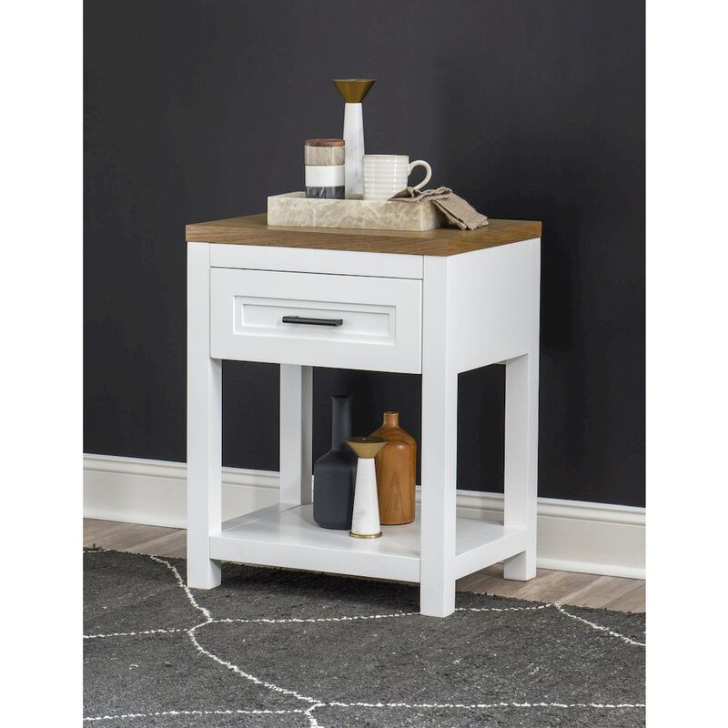Legacy Classic Franklin Open Nightstand with Charging Ports and LED Light