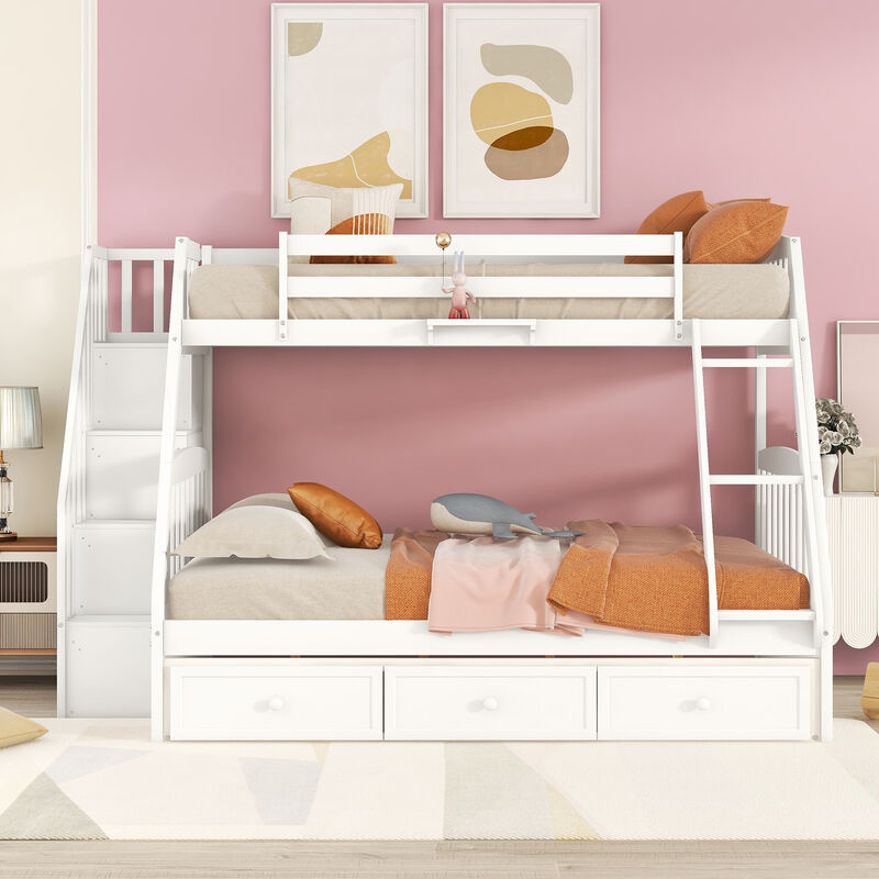 Merax Twin-Over-Full Bunk Bed with Drawers