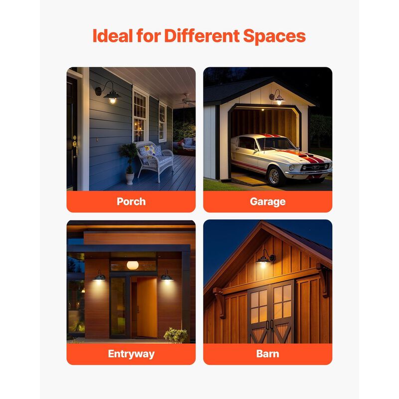 Solar Outdoor Barn Light, Motion Sensor & 3 Modes, Waterproof Wall Sconce - Black image number 3