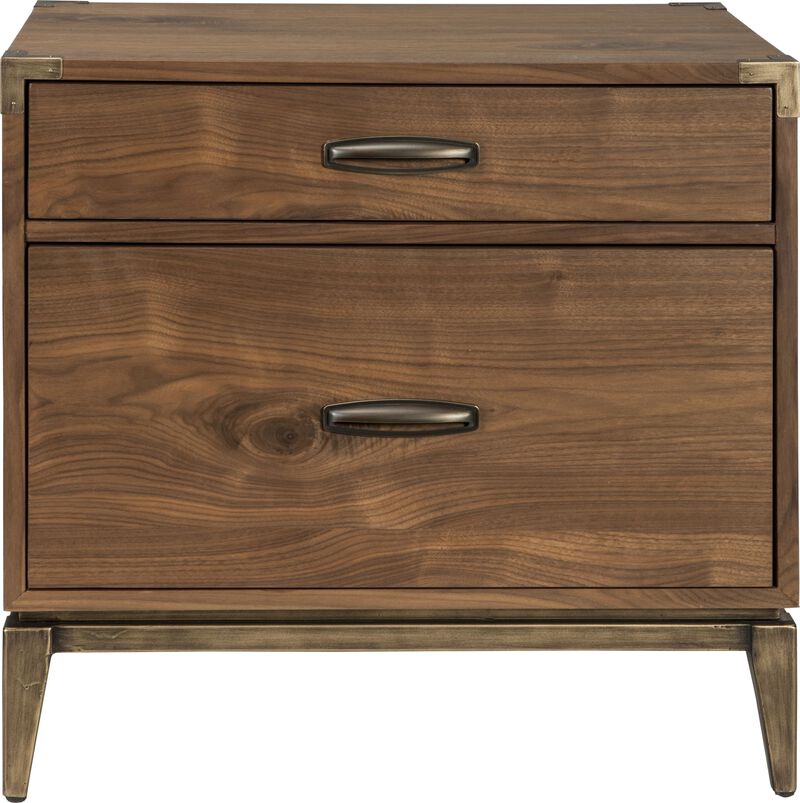 Adler Two Drawer Nightstand in Natural Walnut