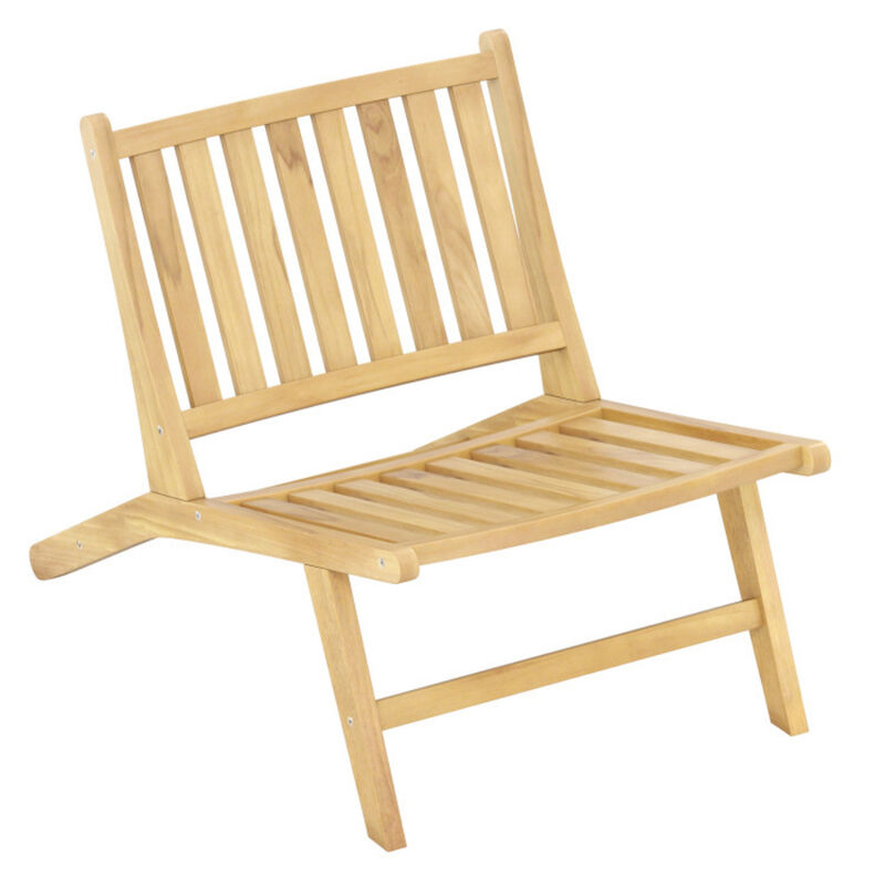 Outdoor Reclining Chair with Teak Wood Frame and Comfortable Backrest
