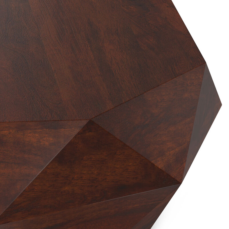 Zayn SOLID ACACIA WOOD 35 inch Wide Irregular Contemporary Coffee Table in Walnut Brown, Fully Assembled