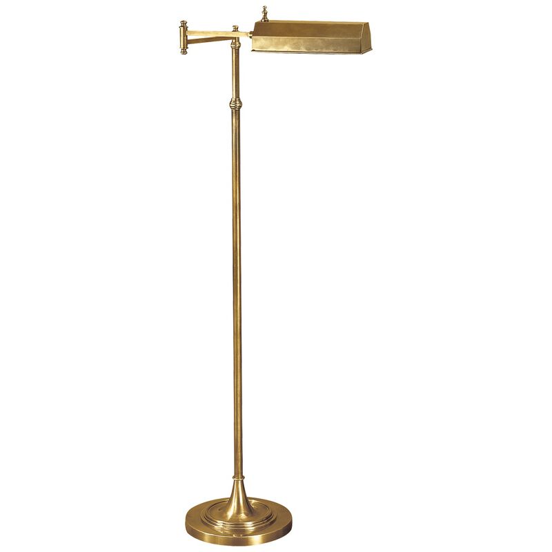 Dorchester Swing Arm Floor Lamp in Antique-Burnished Brass