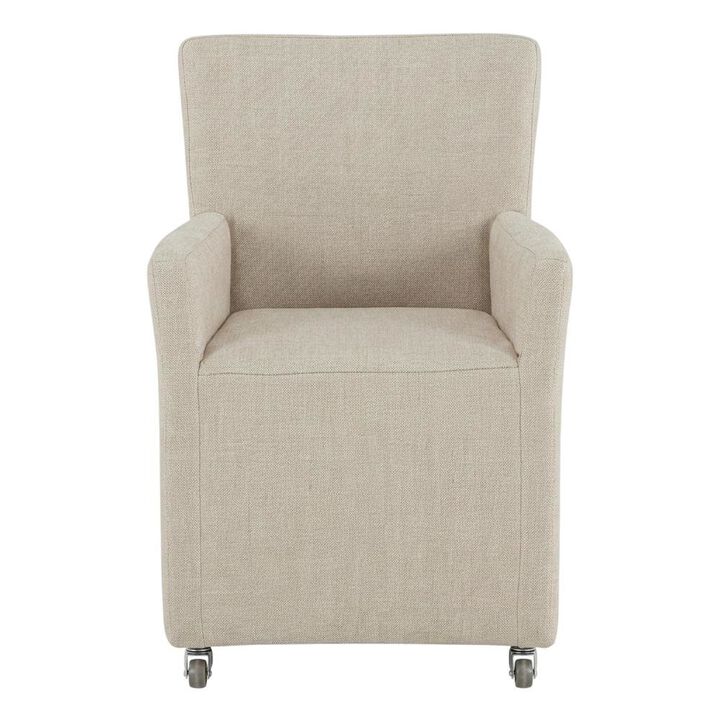 Starlight Canyon Home Linen Upholstered Wheeled Armchair, Modern Accent Chair for Living Room ,Beige