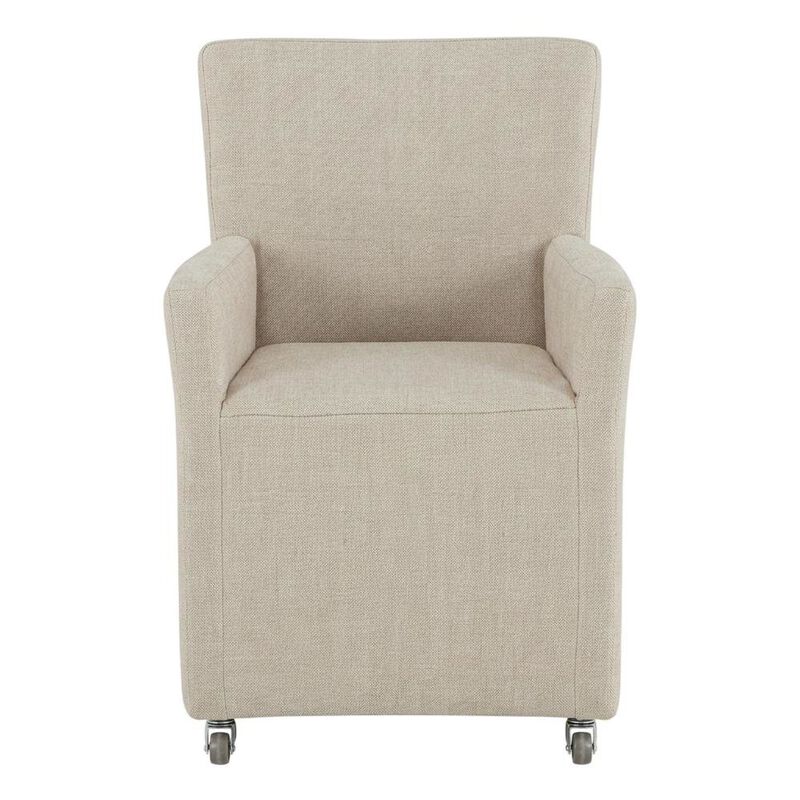 Starlight Canyon Home Linen Upholstered Wheeled Armchair, Modern Accent Chair for Living Room ,Beige image number 0