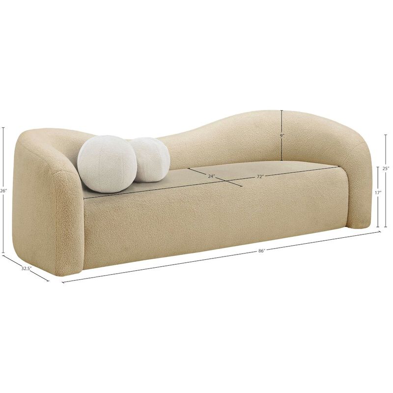 Meridian Furniture Kali Beige Faux Shearling Teddy Fabric Sofa