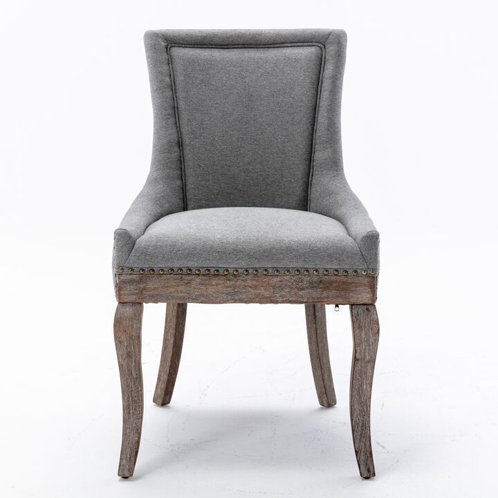 Whisen 2-Piece 24inch Upholstered Dining Chairs, Thickened Fabric Solid Wood Legs Bronze Nailhead for Kitchen Dining Room