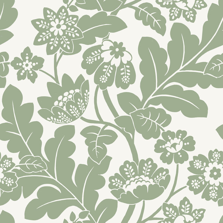 Augusta Seafoam Flock Damask Wallpaper