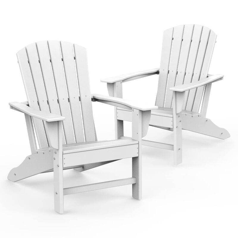 GREENVINES Adirondack Chairs Set of 2, HDPE All-Weather Fire Pit Chairs, Plastic Campfire Chair for Deck Backyard Patio Outdoor