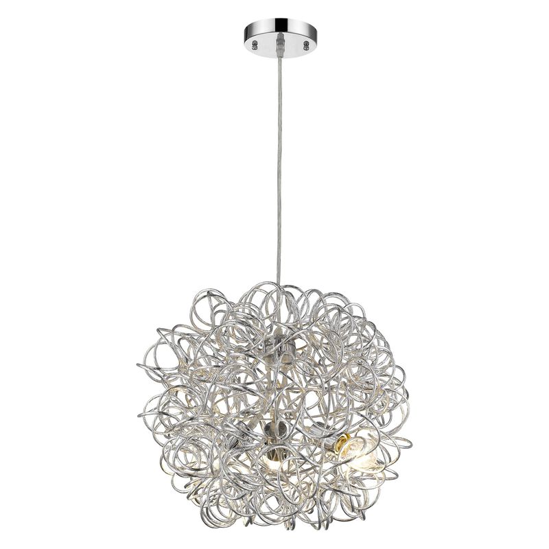 Hivvago Mingle 3-Light Polished Chrome Pendant With Faceted Chrome Aluminum Wire Shade