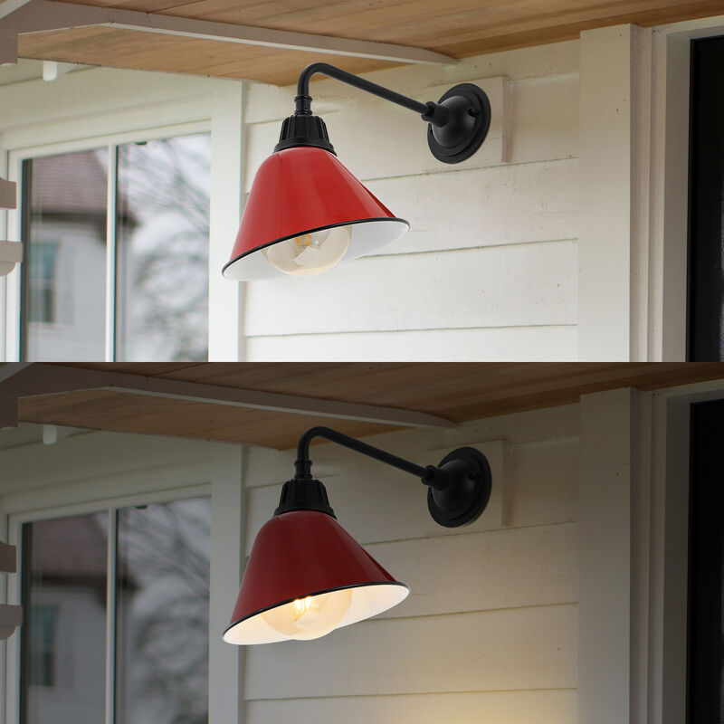 Croydon 9.63" 1-Light Farmhouse Industrial Indoor/Outdoor Iron LED Gooseneck Arm Outdoor Sconce