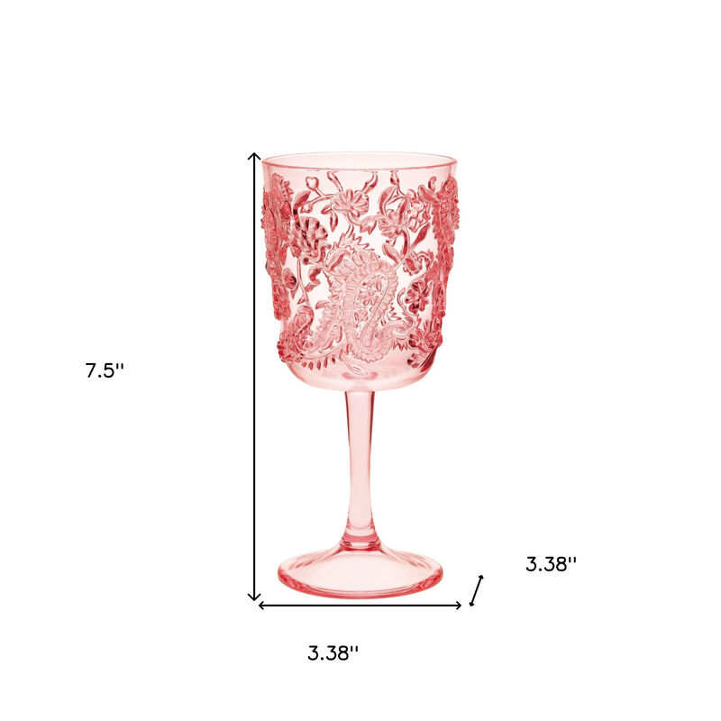 HomeRoots Set of Four Paisley Acrylic Stemmed All Purpose Wine Glass image number 5
