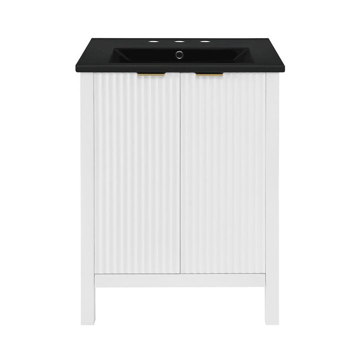 Bastille 24 in. White Bathroom Vanity with 3-Hole Ceramic Sink Top