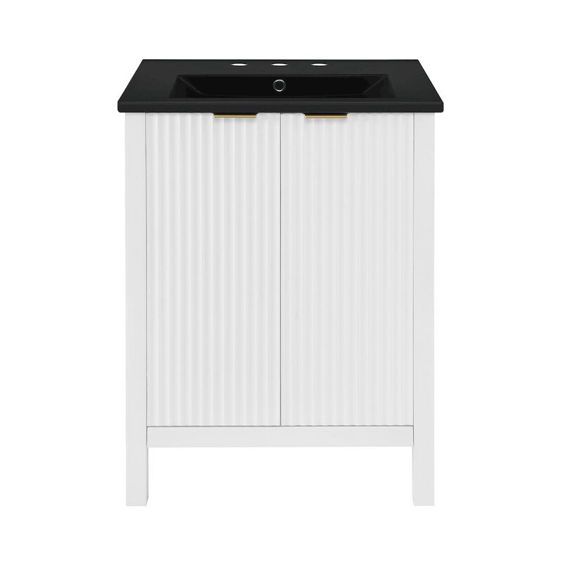 Bastille 24 in. White Bathroom Vanity with 3-Hole Ceramic Sink Top image number 0