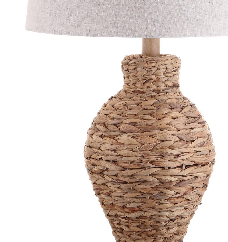 HomeRoots 31" Natural Water Hyacinth Urn Table Lamp With Drum Shade image number 2