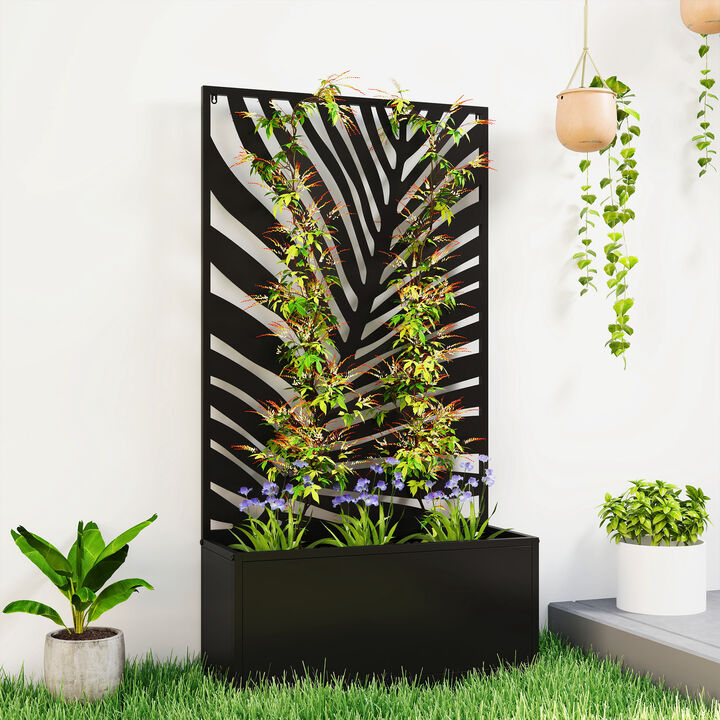 Hivvago Garden Planter with Metal Trellis, Wall-Mount or Freestanding