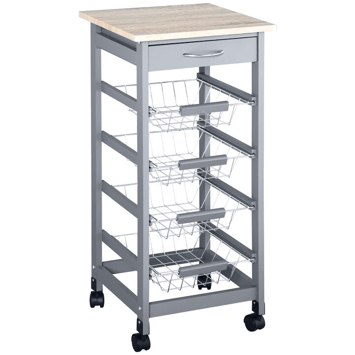 Indoor Moving Kitchen Island w/ Ample Storage Space & Solid Structure, White