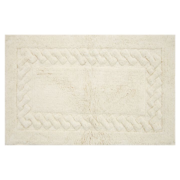 Knightsbridge Chain Bath Rug Cotton Non Skid Back - 21x34", Ivory