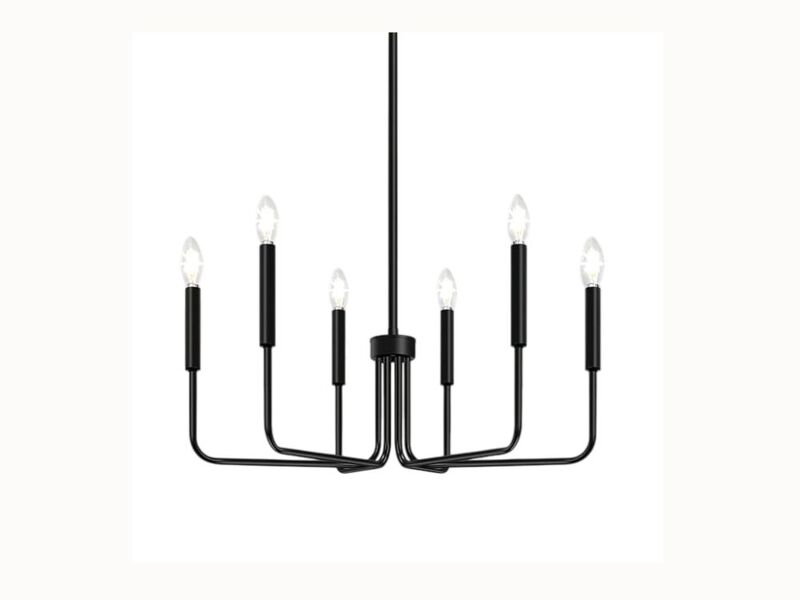 6-Light Black Farmhouse Chandelier – Industrial Modern Fixture for Dining Room, Kitchen & Bedroom