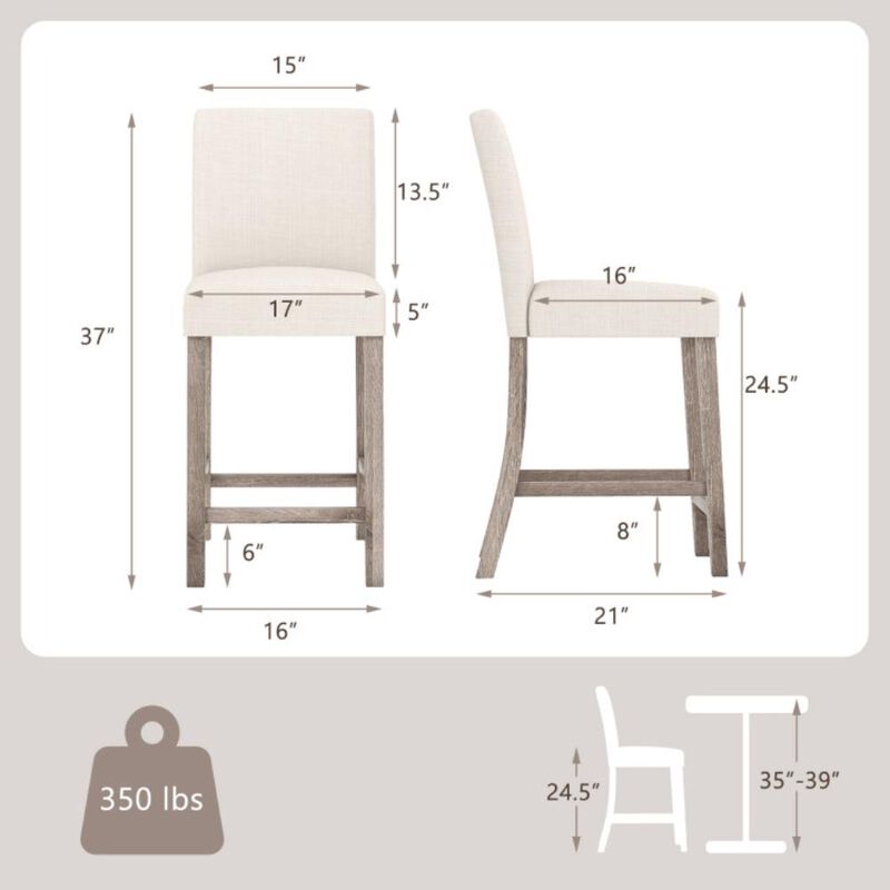 Hivvago Counter Height Bar Stools Set of 2 with Back and Footrest
