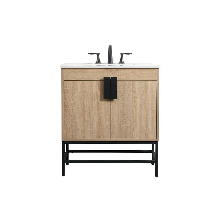 Elegant Kitchen and Bath 30 inch Single bathroom vanity in mango wood
