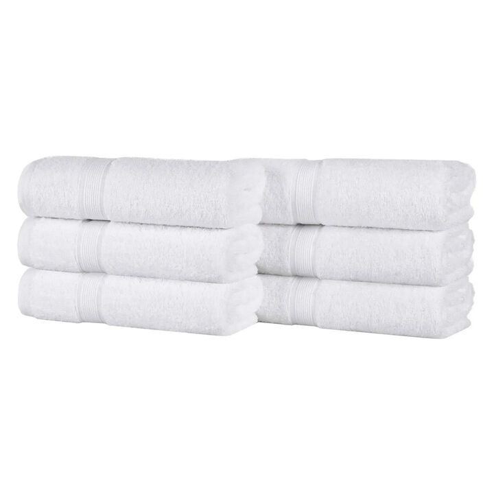 Medium Weight Organic Cotton Hand Towel Set of 6, Solid Soft Absorbent Towels for Home Use