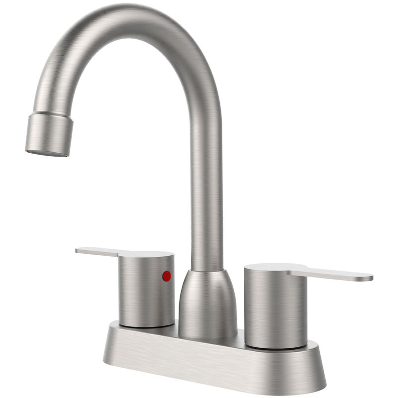 Bathroom Sink Faucet with 2 Handles Brushed Nickel Finish 3-Hole Mount