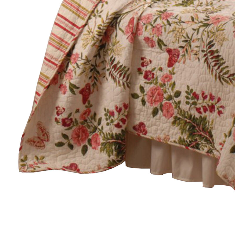 Atlanta Fabric 3 Piece King Size Quilt Set with Butterfly Prints,Multicolor - Benzara