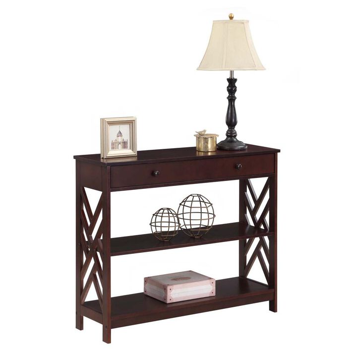 Convenience Concepts Titan 1 Drawer Console Table with Shelves, Espresso
