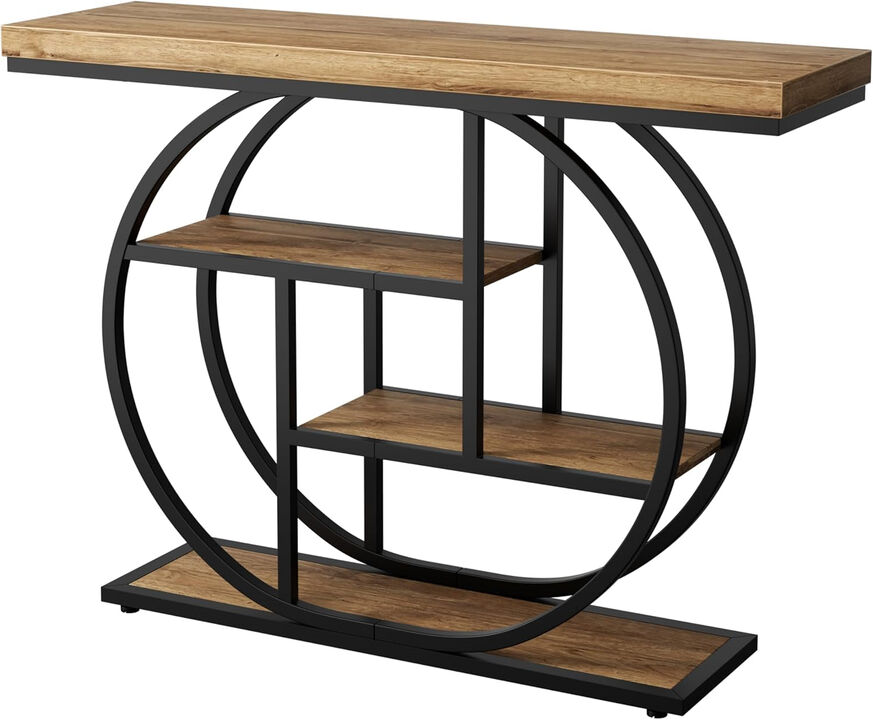 41.3" Industrial Rustic Brown Console Table
