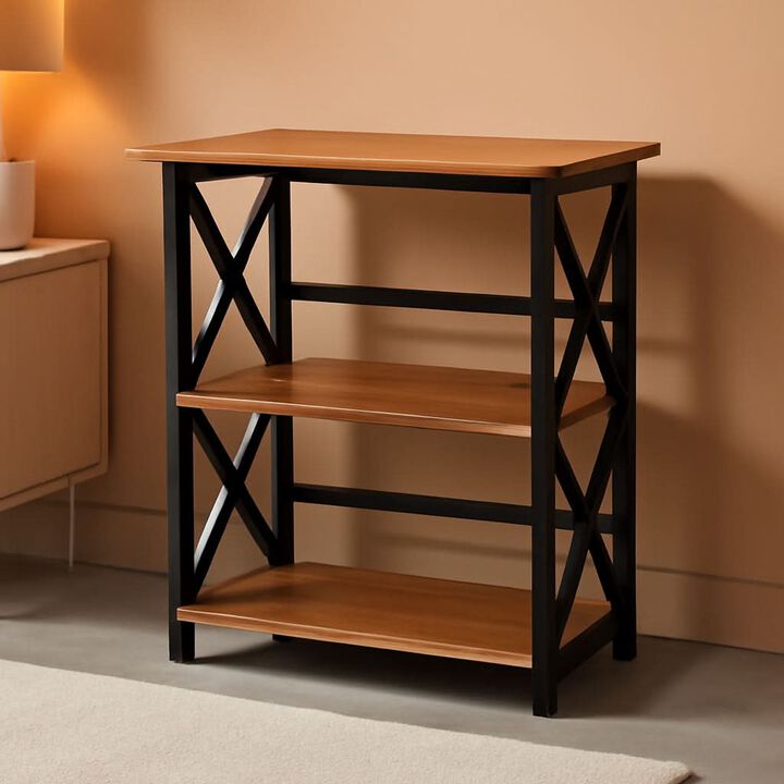 Shelf Bookcase Antique Walnut Black - Three-Shelf X Design